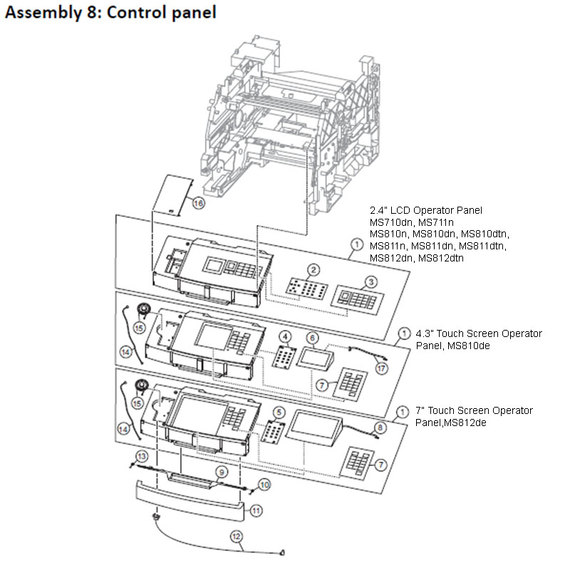 Lexmark MS810 Assembly 8: Control Panel