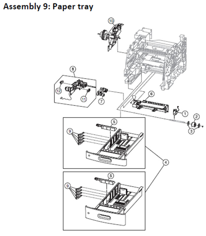 Lexmark MS810 Assembly 9: Paper Tray